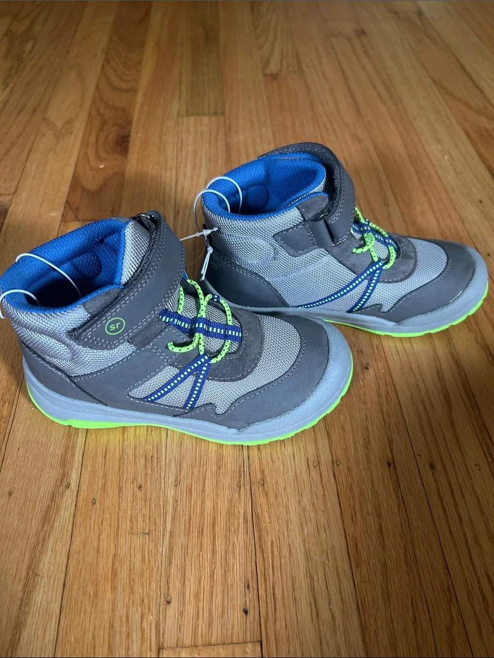 Stride Rite Gray, Blue & Lime Toddler High-Top Sneakers - Picture 5 of 6
